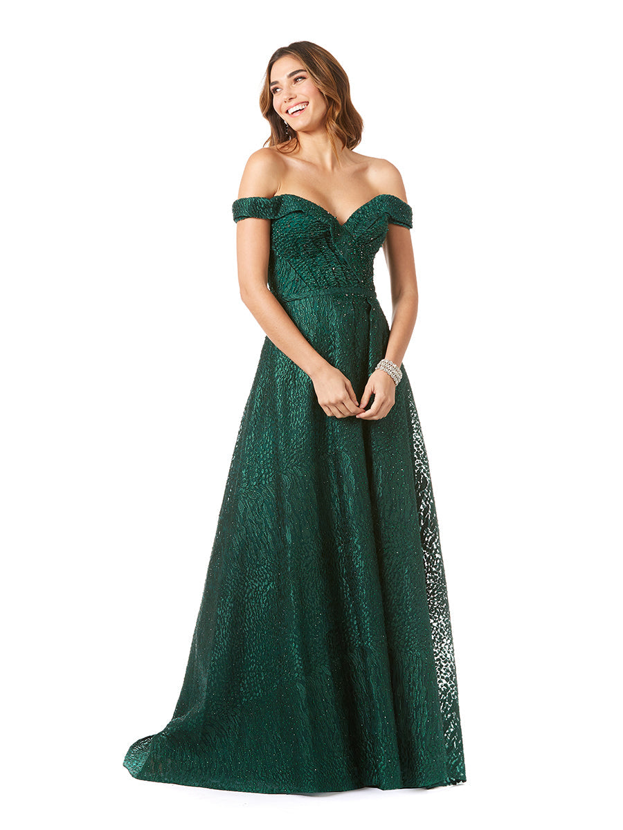 Tonal Beaded Off Shoulder Ballgown