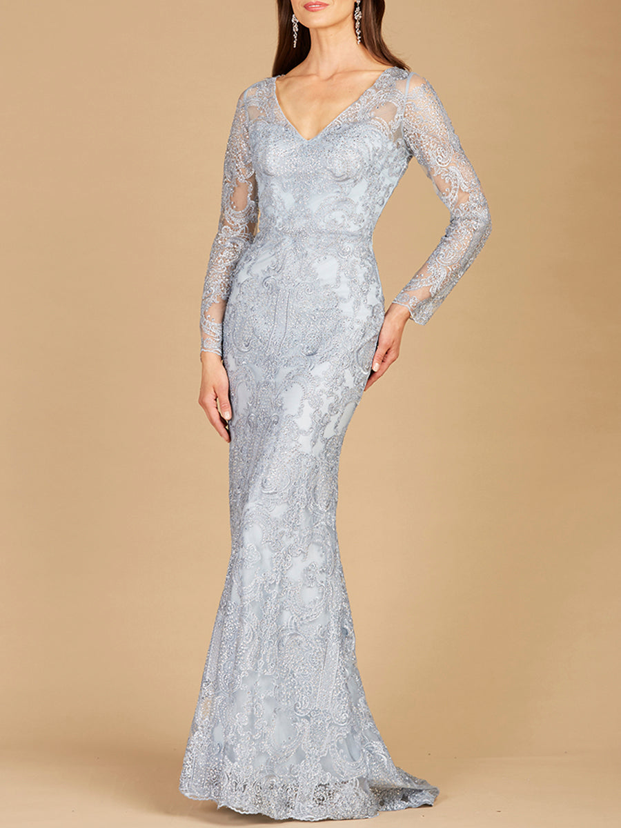 Long Sleeve Lace Mermaid Gown