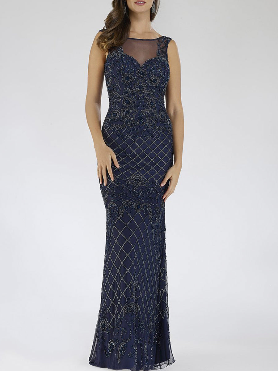 Lara 29538 - Illusion Neckline Long Dress