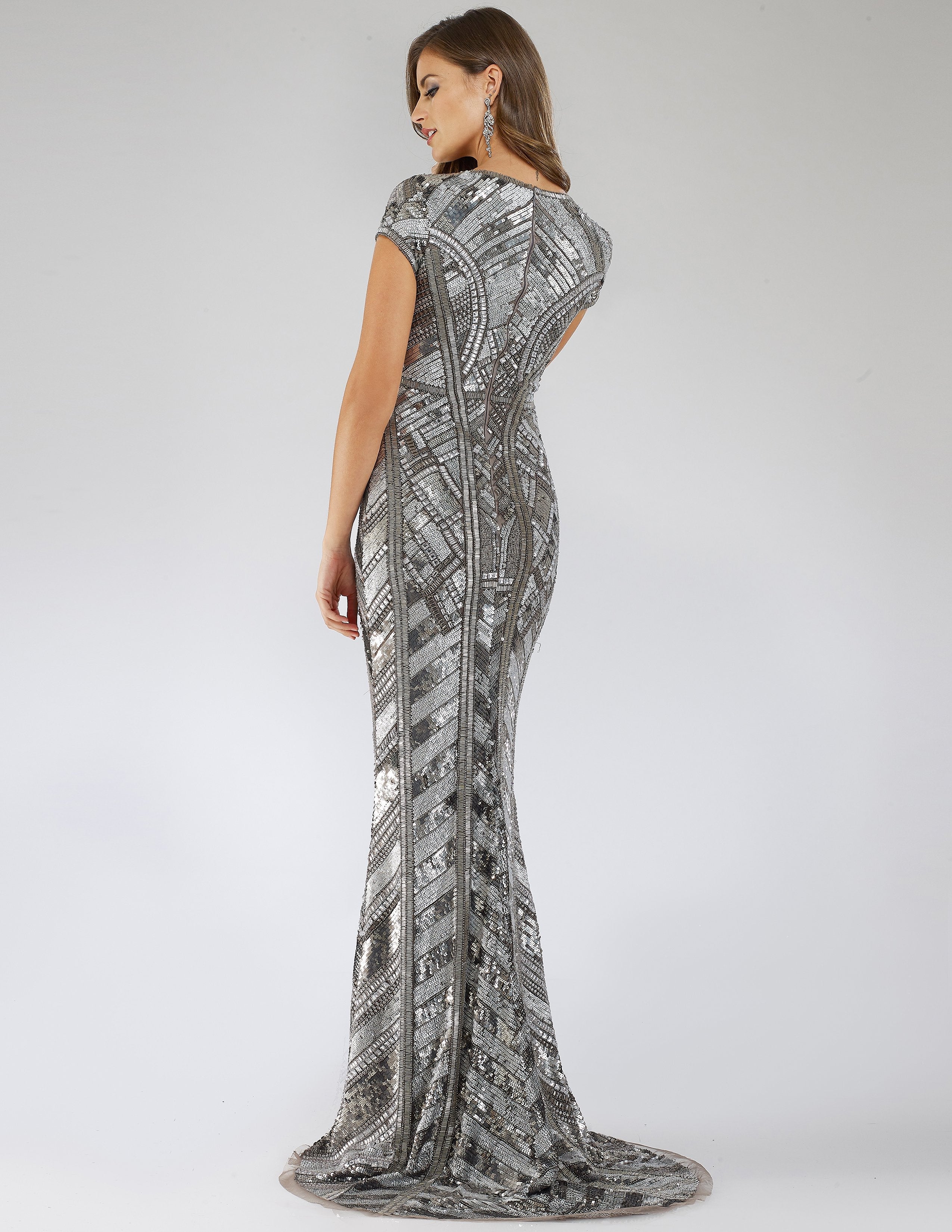 Lara 29540 - Body Con Beaded Silver Petite Dress