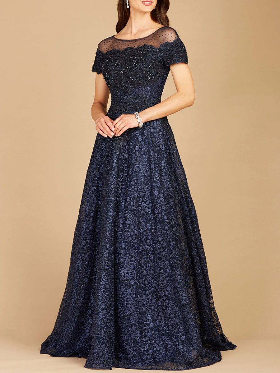 Lara 29765 - Sheer Off Shoulder Ball Gown