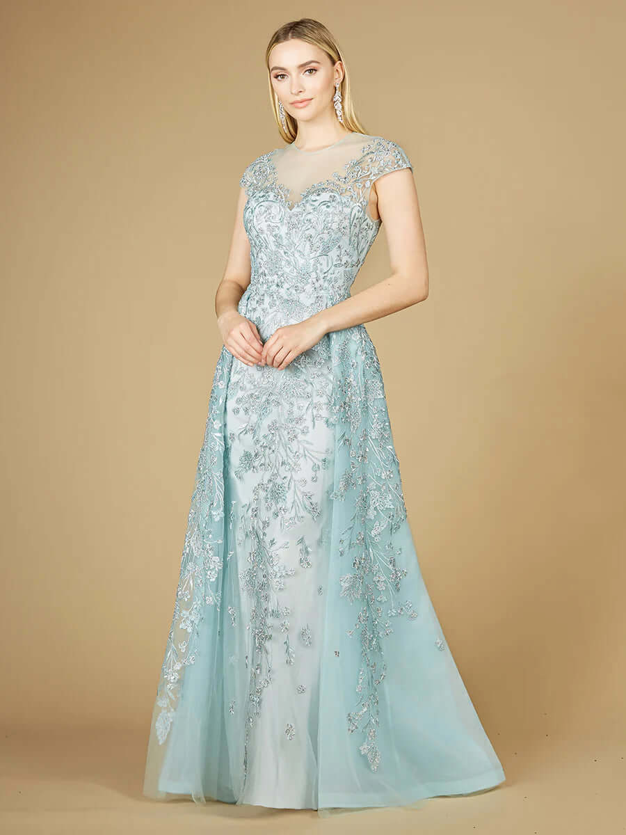 29798 - Floral Appliques high neck ball gown