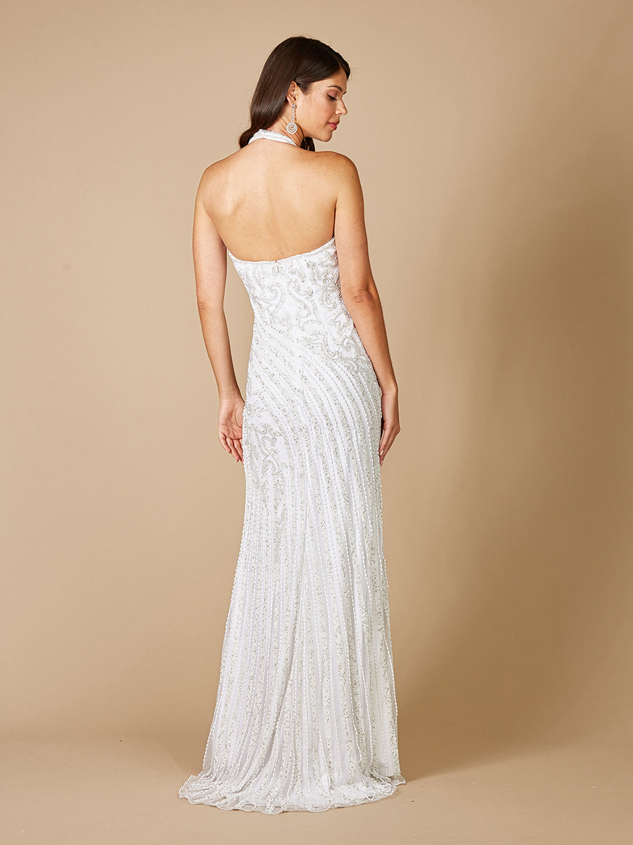 Lara Dawson Beaded Wedding Dress with Halter Neck