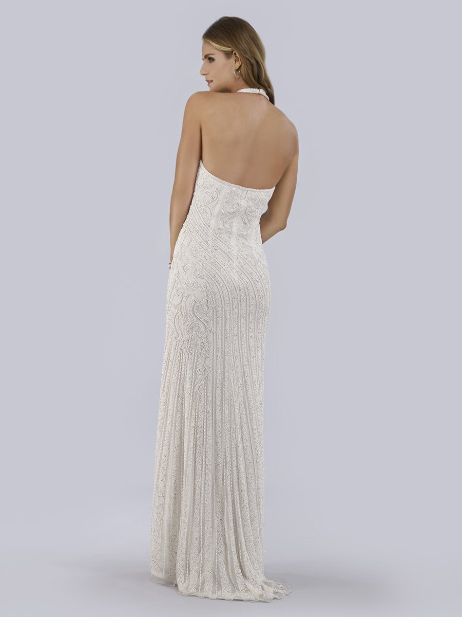 Lara Dawson Beaded Wedding Dress with Halter Neck