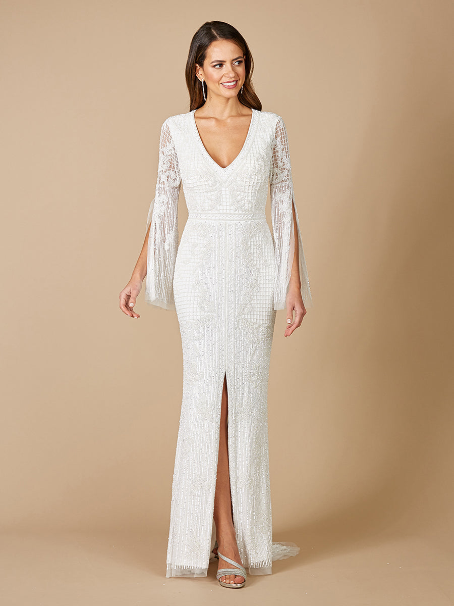 Lara Fallon Long Sleeve Beaded Wedding Gown