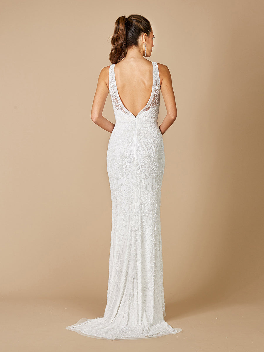 Lara Foster High-Neck Sleeveless Wedding Gown