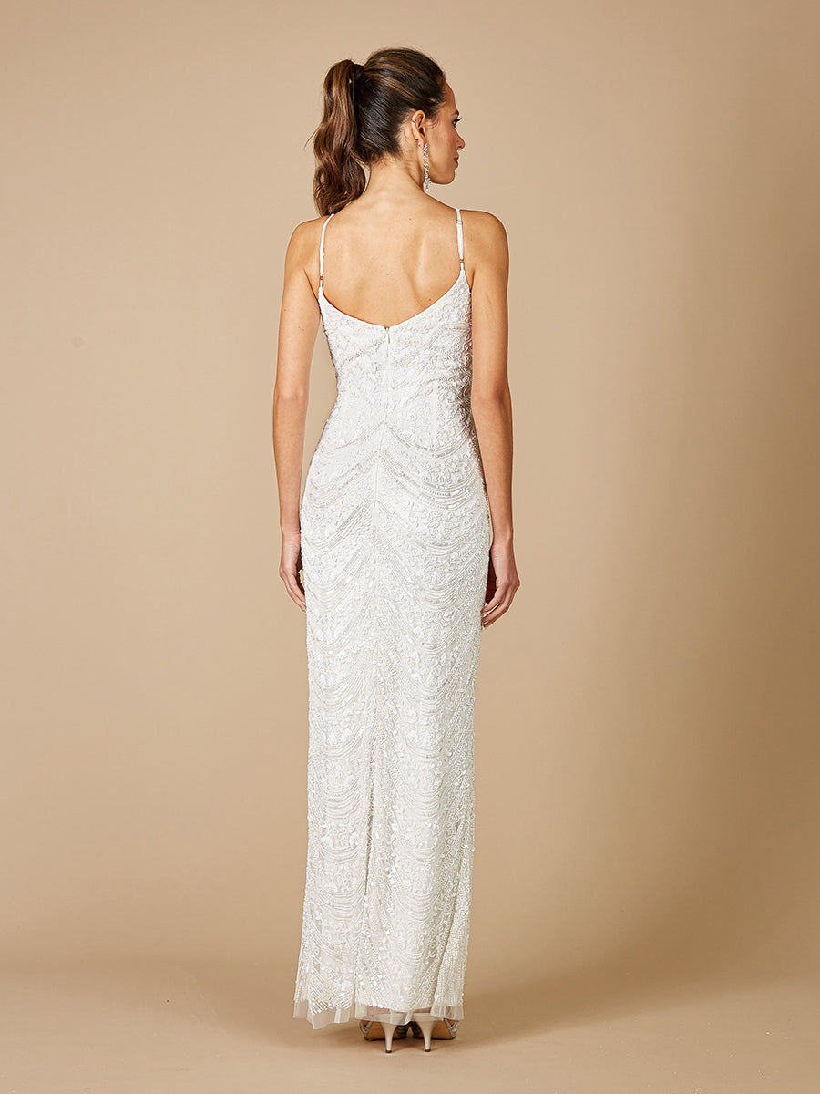 Lara Frenchie Spaghetti Strap Beaded Wedding Gown