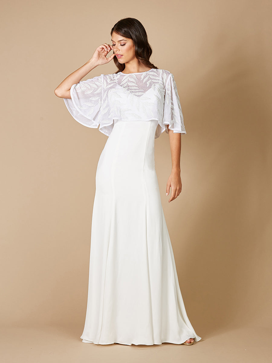 Gilly Boho Beaded Pull-On Bridal Capelet