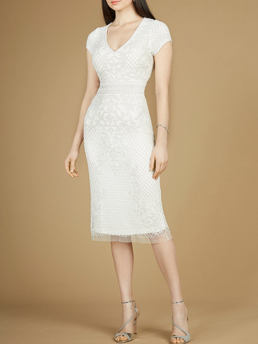 Cap Sleeve Midi Bridal Gown