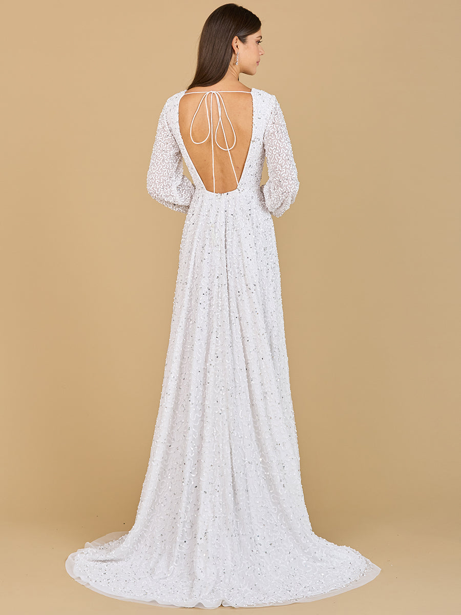 Long Sleeve, Beaded A-Line Bridal Dress
