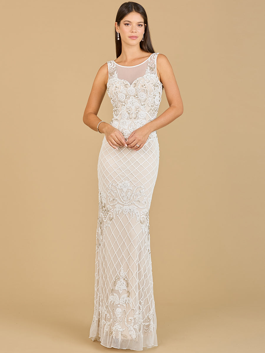 High-Neck Sleeveless Wedding Gown