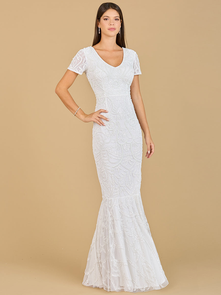 Cap Sleeve Beaded Wedding Gown