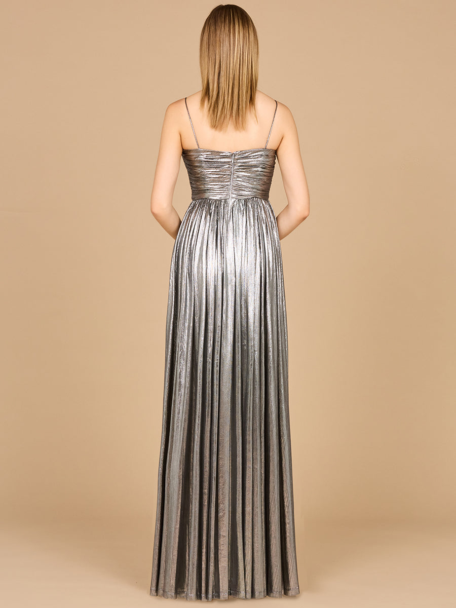 High Slit Metallic Jersey Dress - OUTLET