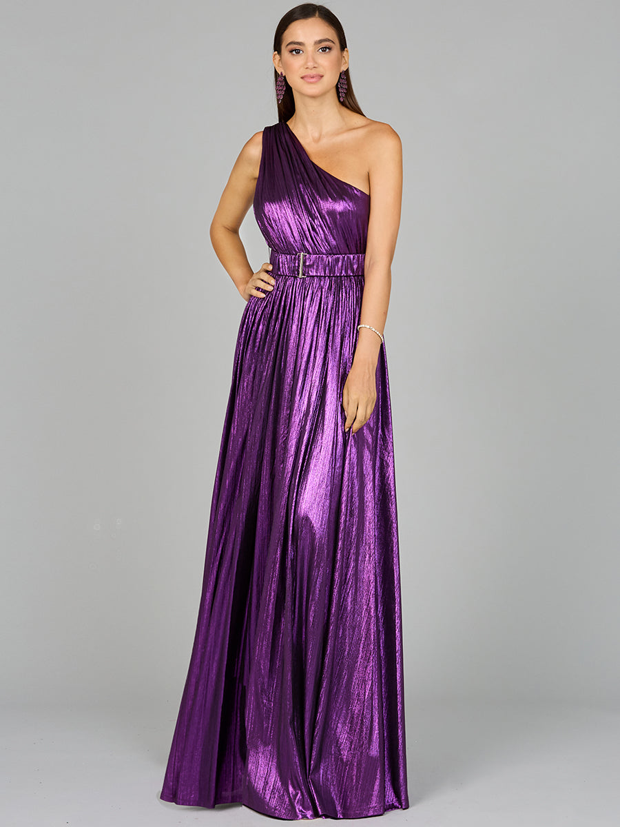 One Shoulder Metallic Dress - OUTLET
