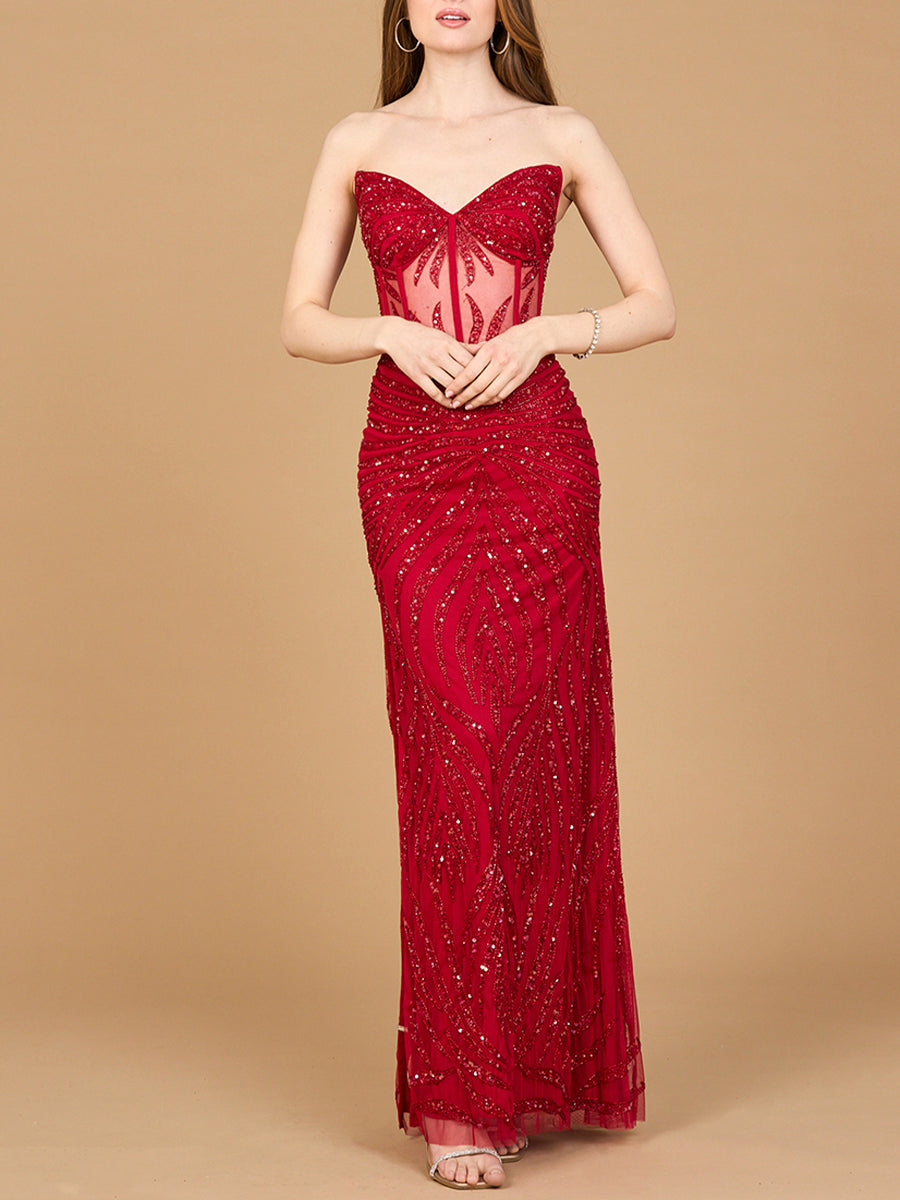 Beaded Corset Prom Dress with Slit