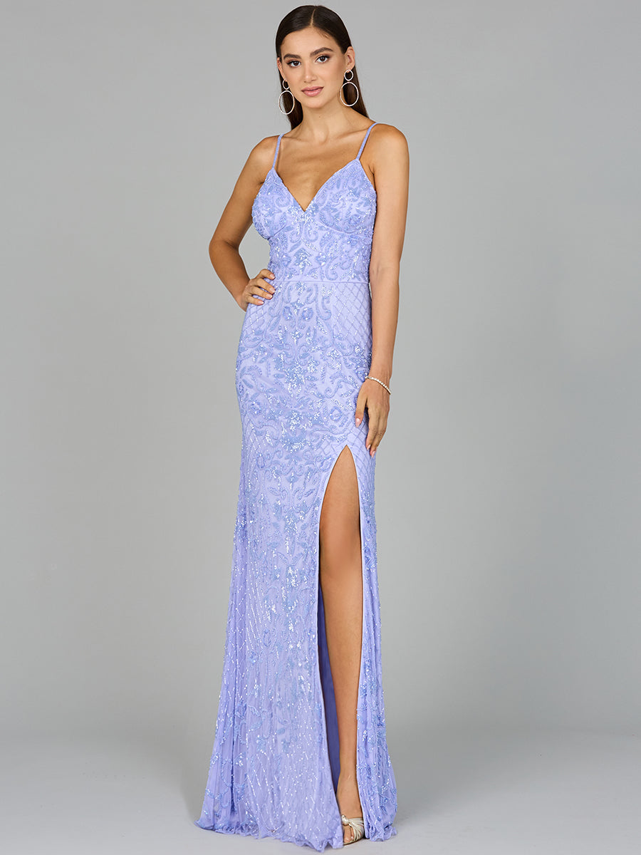 Body Con V-Neck Beaded Gown