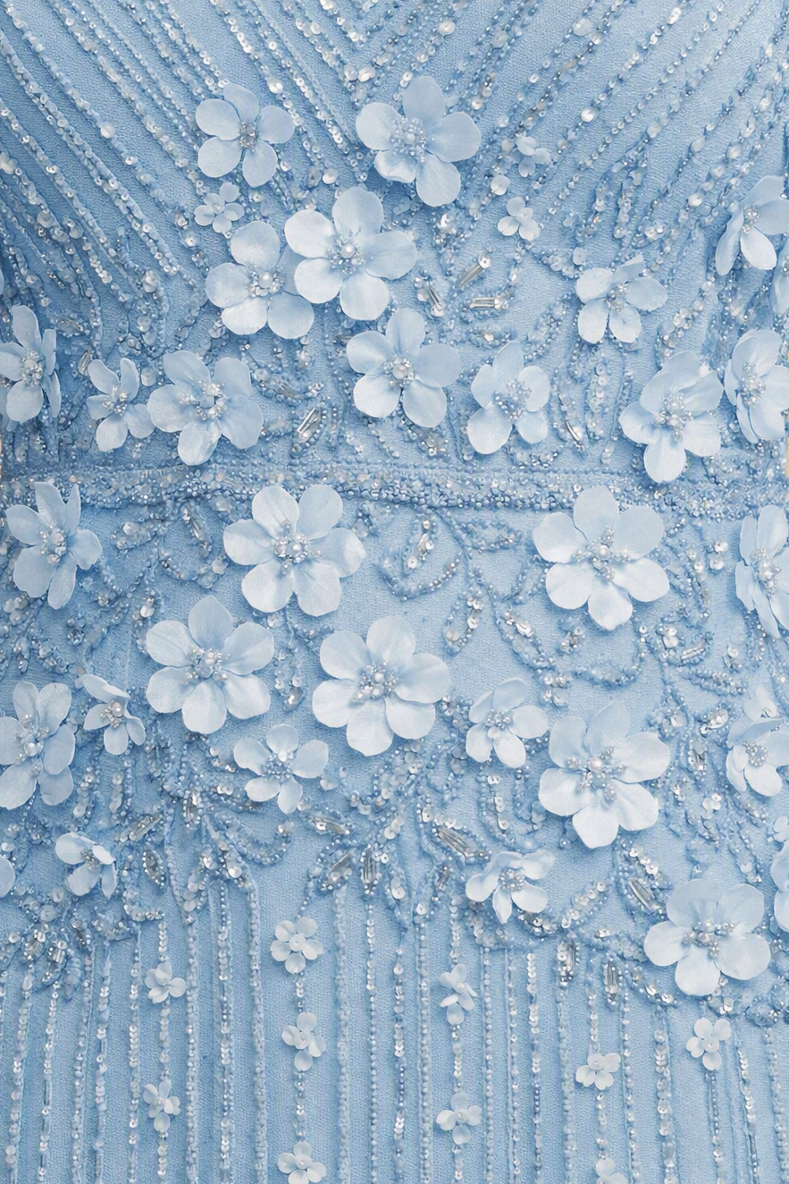3D Floral Embellished Long Sleeve Gown | 28854