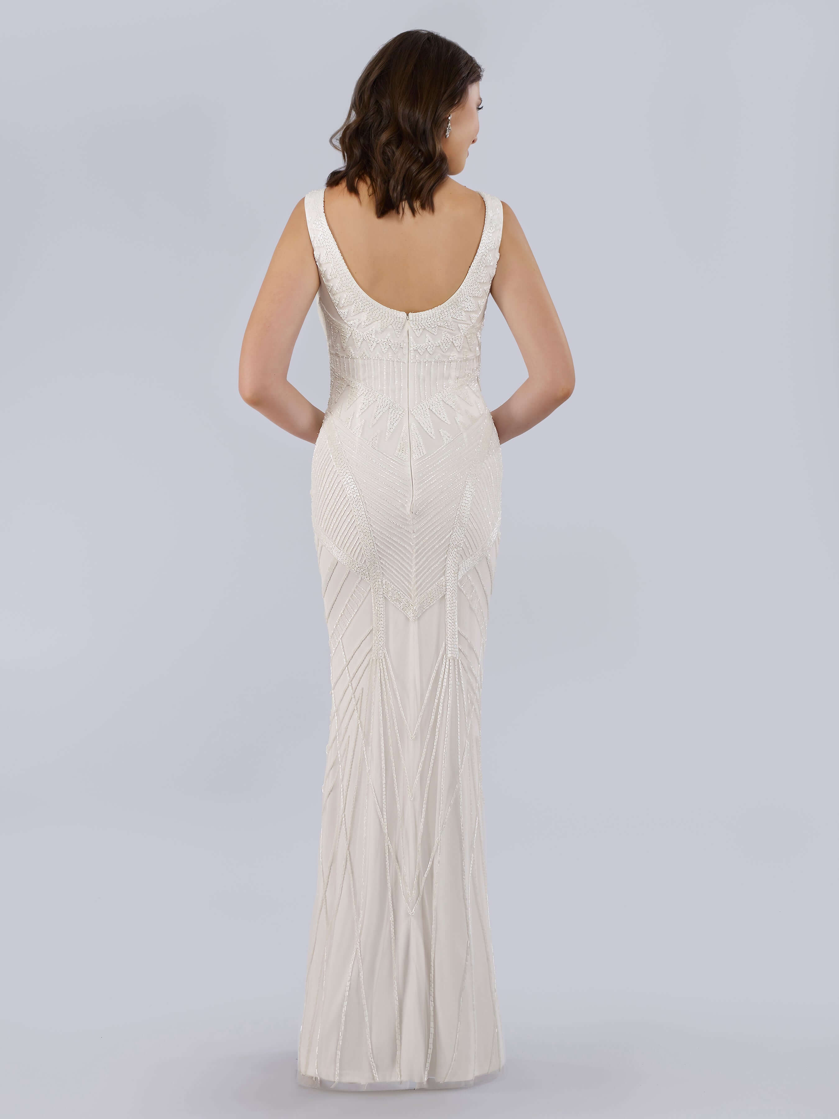 51017 Lara Bryant Beaded Tank Sheath Wedding Dress